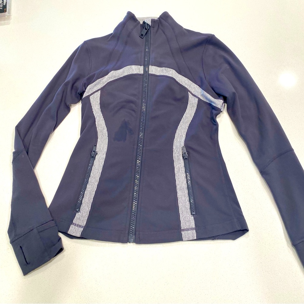 Lululemon Define Jacket - gray/white stripe.